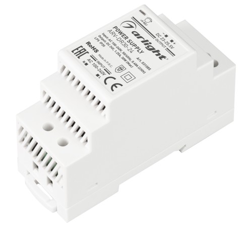 Блок питания ARV-DR30-24 (24V, 1.25A, 30W) (ARL, IP20 DIN-рейка)