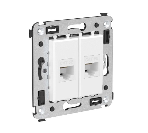 Avanti Компьютерная розетка RJ-45 без шторки в    стену, кат.5е двойная, Белое облако