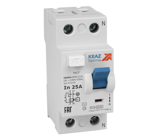 КЭАЗ ВДТ без защиты от сверхтоков OptiDin DМ63-2240-AС-УХЛ4 (2P, 40, 30mA)