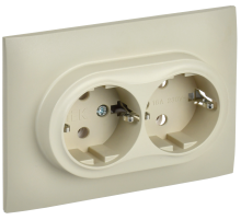 SKANDY Розетка 2-местная с заземлением без защитных шторок 16А в сборе SK-R08B бежевый IEK
