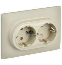 SKANDY Розетка 2-местная с заземлением без защитных шторок 16А в сборе SK-R08B бежевый IEK