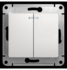 Systeme electric GSL000153 GLOSSA 2-клавишный ВЫКЛЮЧАТЕЛЬ с подсветкой, сх.5а, 10АХ, механизм, БЕЛЫЙ