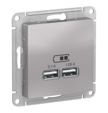 Systeme electric ATN000333 ATLASDESIGN USB РОЗЕТКА, 5В, 1 порт x 2,1 А, 2 порта х 1,05 А,механизм, АЛЮМИНИЙ