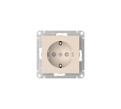ATLASDESIGN РОЗЕТКА с заземлением со шторками, 16А, быстрозажимные клеммы, БЕЖЕВЫЙ