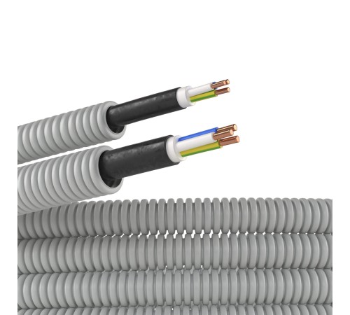 Труба гофрированная ПВХ д.16мм с кабелем РЭК ГОСТ+ ВВГнгLS 3х1.5(50м) DKC 9L91650