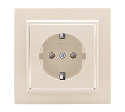 EKF ERR16-028-200 Розетка 1-мест. СП с/з 16А бежевый с защ. штор. Минск EKF