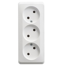 Systeme electric PA16-009B ЭТЮД O/У тройная РОЗЕТКА без заземления без шторок 16А 250B, БЕЛЫЙ, Россия