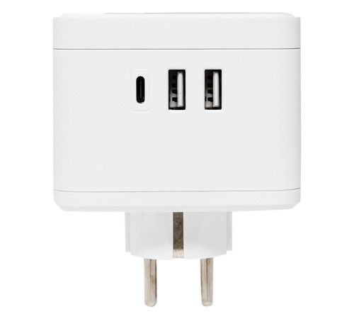 Тройник Куб 2 гнезда 2USB 2,4А+Type C + Ночник