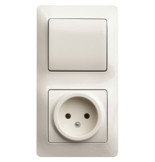 Systeme electric GSL000260 GLOSSA БЛОК: РОЗЕТКА + 1-клавишный ВЫКЛЮЧАТЕЛЬ БЕЖЕВЫЙ