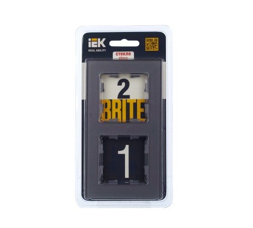 BRITE Рамка 2 поста РУ-2-2-БрСе стекло серый