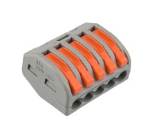 Rexant 07-5255-4 Универсальная клемма СМК 222-415, 5-проводная серая 0,08-2,5/4 мм? (40 шт./уп.)