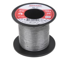 Припой без канифоли ПОС-61, 100 г, 1,5 мм, (олово 61%, свинец 39%), REXANT