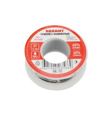Припой с канифолью, 100 г, 2.0 мм, (олово 60%, свинец 40%), REXANT