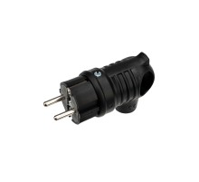 Вилка угловая влагозащищенная с кольцом, с/з, 16 А, IP44 каучук, REXANT