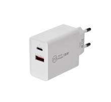 Сетевое зарядное устройство REXANT Type-C + USB 3.0 с Quick charge, белое