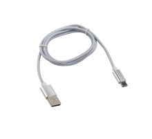 Кабель USB-Type-C, 2A, nylon, silver, 1m, 18-1899,