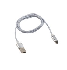 Кабель USB-Type-C, 2A, nylon, silver, 1m, 18-1899,