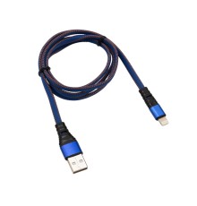 Кабель USB-Lightning 2.4 A, 1 м, синяя нейлоновая оплетка, 18-7053,