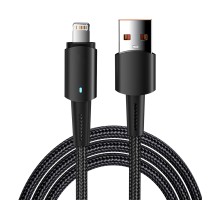 Rexant (18-7058) Кабель USB-A – Lightning для Apple, 2,4А, 1м, в черной нейлоновой оплетке, со световой индикацией