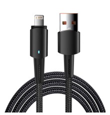 Rexant (18-7058) Кабель USB-A – Lightning для Apple, 2,4А, 1м, в черной нейлоновой оплетке, со световой индикацией