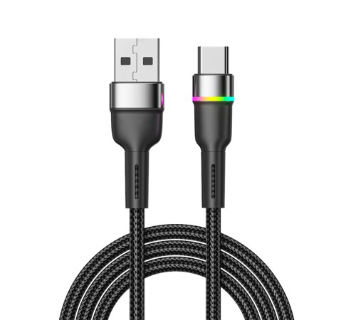 Rexant (18-7065) Кабель USB-A – Type-C, 3А, 18Вт, 1м, в черной нейлоновой оплетке, с LED подсветкой Rexant (18-7065) Кабель USB-A – Type-C, 3А, 18Вт, 1м, в черной нейлоновой оплетке, с LED подсветкой