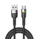 Rexant (18-7065) Кабель USB-A – Type-C, 3А, 18Вт, 1м, в черной нейлоновой оплетке, с LED подсветкой