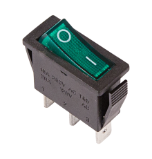 Rexant 36-2213 Выключатель клавишный 250V 15А (3с) ON-OFF зеленый  с подсветкой