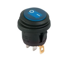 Rexant 36-2596 Выключатель клавишный круглый 250V 6А (3c) ON-OFF синий  с подсветкой  ВЛАГОЗАЩИТА