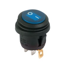 Rexant 36-2596 Выключатель клавишный круглый 250V 6А (3c) ON-OFF синий  с подсветкой  ВЛАГОЗАЩИТА
