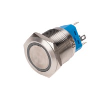 Кнопка антивандальная d22 12В(LED) Б/Фикс (5с) OFF-(ON) / ON-(OFF) подсв/красная