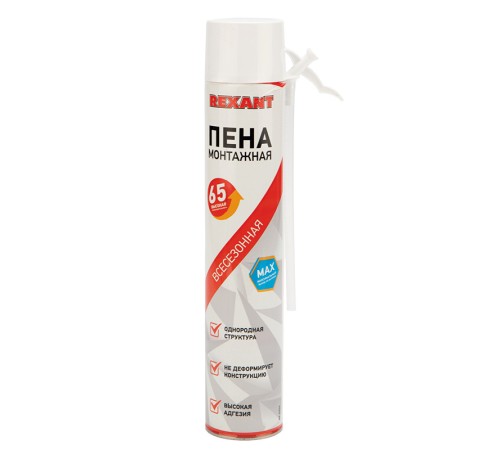 Rexant (89-0904) Пена монтажная всесезонная с трубочкой 65 л max Rexant (89-0904) Пена монтажная всесезонная с трубочкой 65 л max