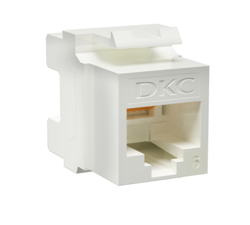 Модуль Keystone RJ45 CAT6 неэкранированный, 180 градусов, белый (форм-фактор A10) DKC RNK6U180WH