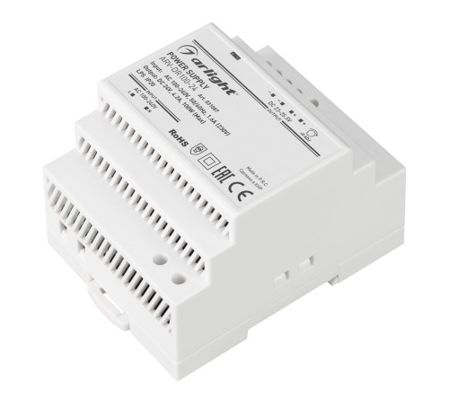 Блок питания ARV-DR100-24 (24V, 4.2A, 100W) (ARL, IP20 DIN-рейка) Блок питания ARV-DR100-24 (24V, 4.2A, 100W) (ARL, IP20 DIN-рейка)