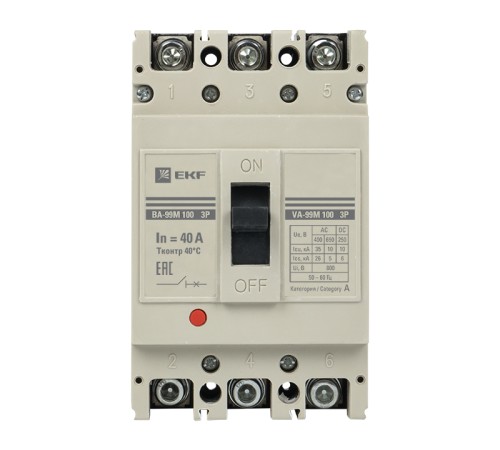 EKF mccb99-100-40m Выключатель автоматический ВА-99М 100/40А 3P 35кА EKF PROxima EKF mccb99-100-40m Выключатель автоматический ВА-99М 100/40А 3P 35кА EKF PROxima