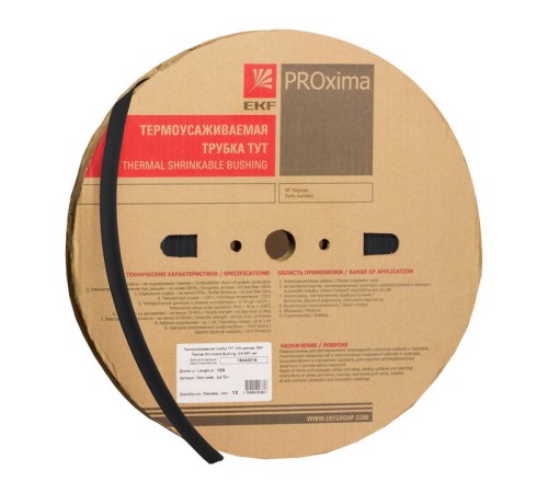 Трубка термоусаживаемая ТУТ нг 8/4 черная рулон PROxima