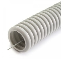 Труба ПНД гофр лёгкая 350 Н безгалогенная (HF)    стойкая к УФ серая с/з д20 (100м/4800м уп/пал)    Промрукав