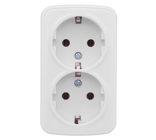 EKF EGR16-128-10 Минск Розетка 2-местная ОП 16А с заземлением белая EKF Basic