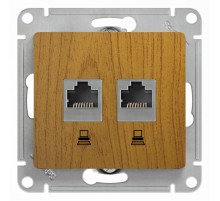 Розетка Glossa двойная компьютерная RJ45 + RJ45 кат.5E механизм дуб