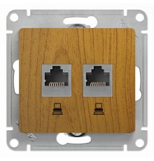 Розетка Glossa двойная компьютерная RJ45 + RJ45 кат.5E механизм дуб