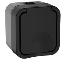Розетка 1-местная с заземляющим контактом и крышкой TORS 16А IP55 графит