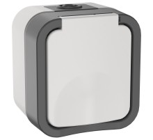 Розетка 1-местная заземляющим контактом и крышкой TORS 16А IP55 белый