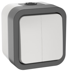 Выключатель двухклавишный TORS 10А IP55 белый