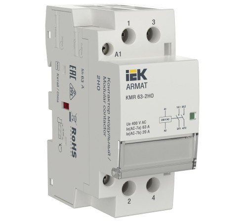 ARMAT Контактор модульный KMR 63А 230В AC 2НО IEK IEK AR-KMR10-063-20-230 ARMAT Контактор модульный KMR 63А 230В AC 2НО IEK IEK AR-KMR10-063-20-230