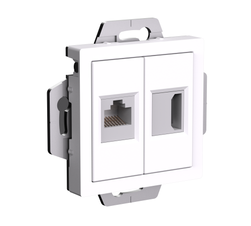 ATLASDESIGN РОЗЕТКА двойная HDMI+RJ45, кат.5Е, механизм, БЕЛЫЙ