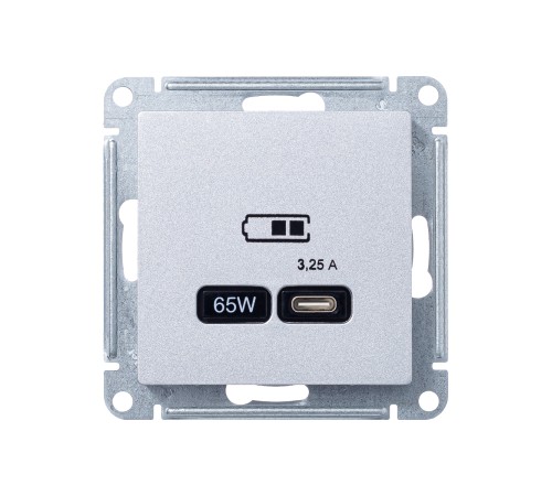 ATLASDESIGN USB РОЗЕТКА тип-C 65W высокоскор.заряд. QC, PD, механизм, АЛЮМИНИЙ