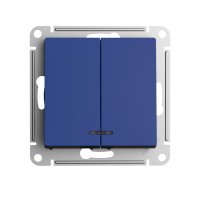 ATLASDESIGN выключатель двухклавишный с подсветкой, сх.5а, 10АХ, механизм, АКВАМАРИН