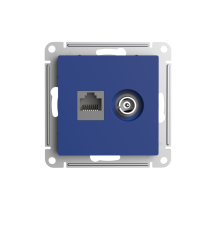 ATLASDESIGN РОЗЕТКА двойная ТВ + компьютерная RJ45, кат. 5Е, АКВАМАРИН