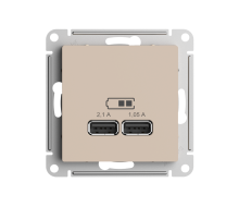 ATLASDESIGN USB РОЗЕТКА A+A, 5В/2,1 А, 2х5В/1,05 А, механизм, ПЕСОЧНЫЙ