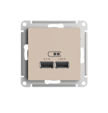 ATLASDESIGN USB РОЗЕТКА A+A, 5В/2,1 А, 2х5В/1,05 А, механизм, ПЕСОЧНЫЙ