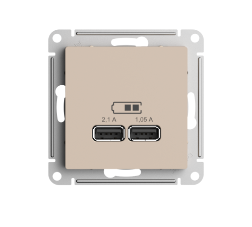 ATLASDESIGN USB РОЗЕТКА A+A, 5В/2,1 А, 2х5В/1,05 А, механизм, ПЕСОЧНЫЙ ATLASDESIGN USB РОЗЕТКА A+A, 5В/2,1 А, 2х5В/1,05 А, механизм, ПЕСОЧНЫЙ